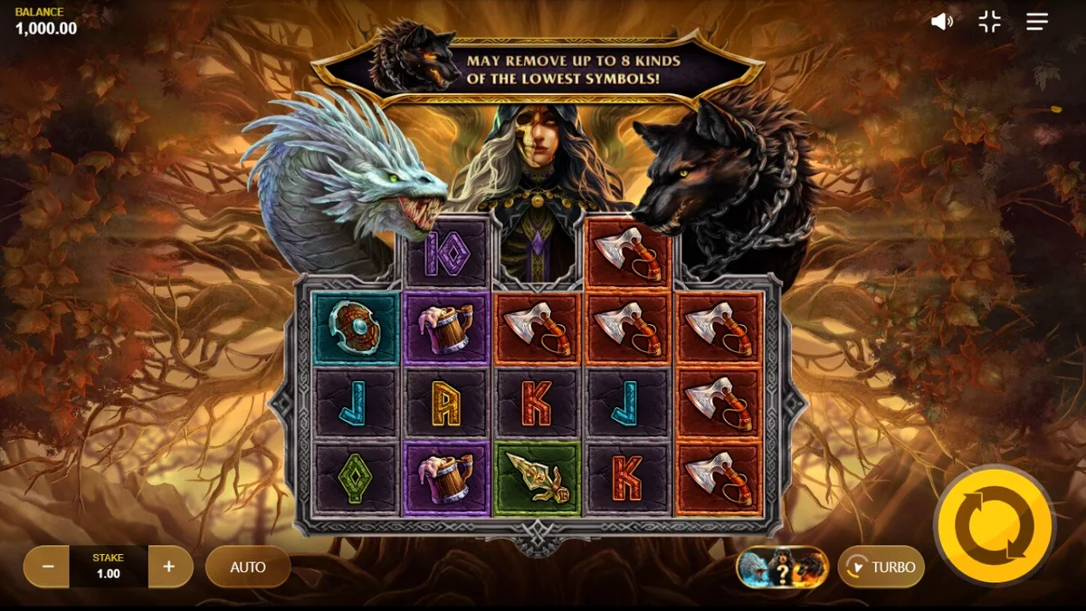 Loki’s Descendants slot mobile interface showing Norse mythology theme and dark aesthetic